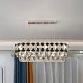 Modern black finish crystal oval chandelier dining room pendant light