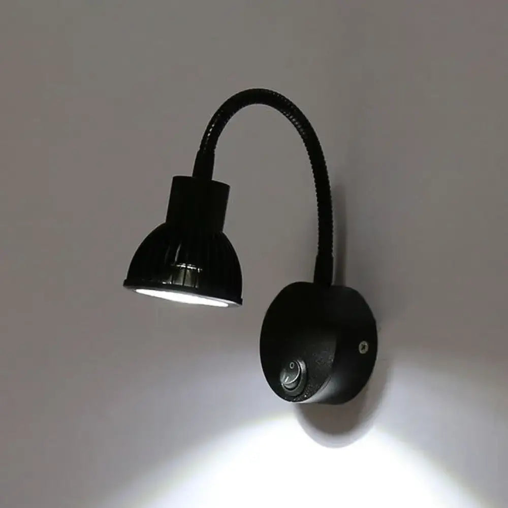 Modern black finish metal shade wall lamp bedroom warm white led