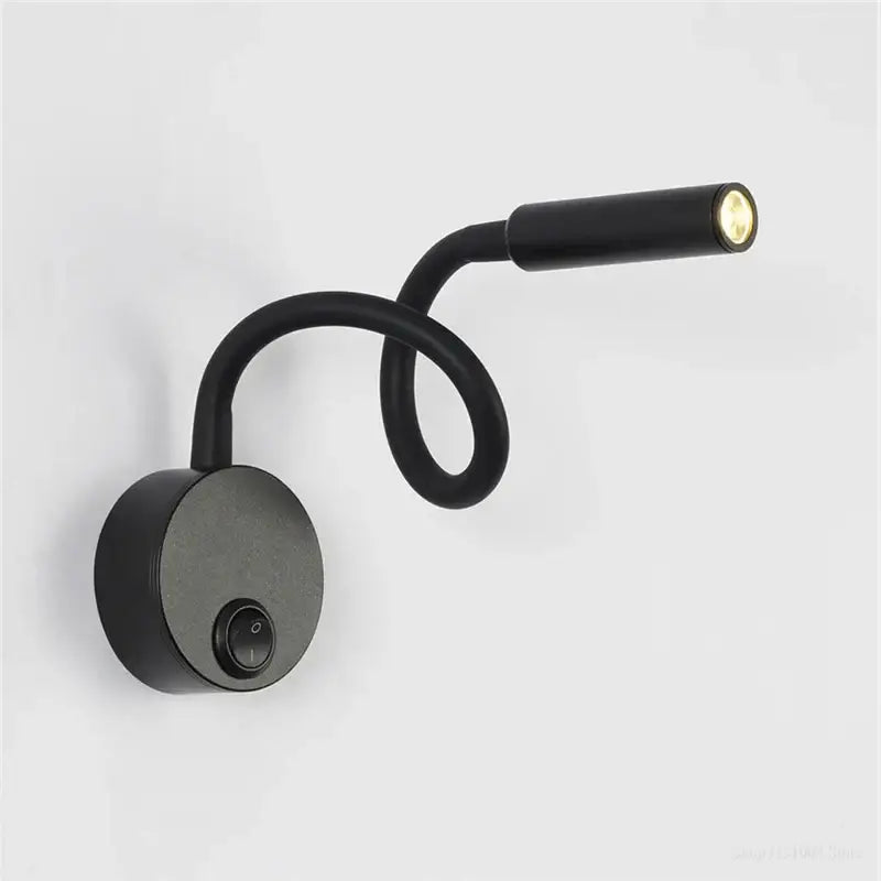 Modern black flexible gooseneck led wall sconces bedroom reading light