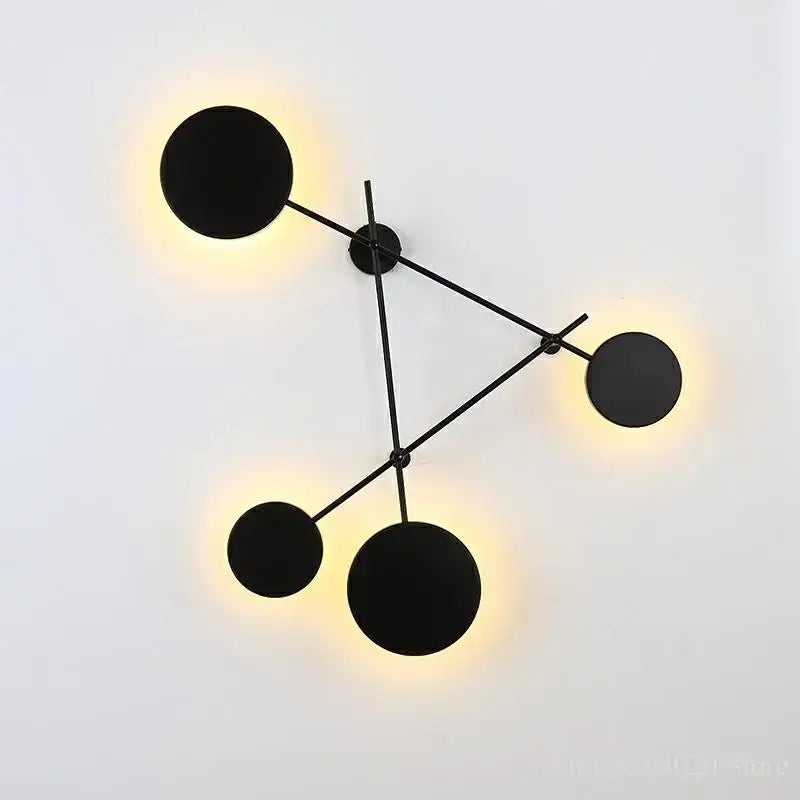 Modern black geometric iron wall lamp living room sconce