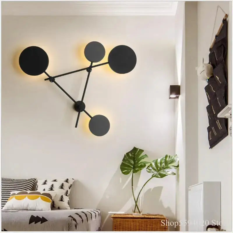 Modern black geometric iron wall lamp living room sconce