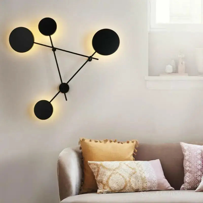Modern black geometric iron wall lamp living room sconce