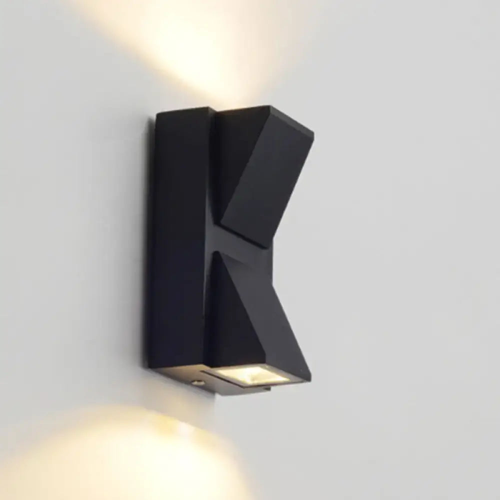 Modern black geometric led outdoor wall mount – patio sconce light