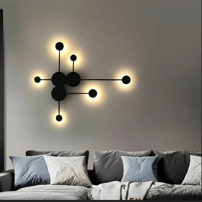Modern black geometric led wall lamp bedroom minimalist sconce