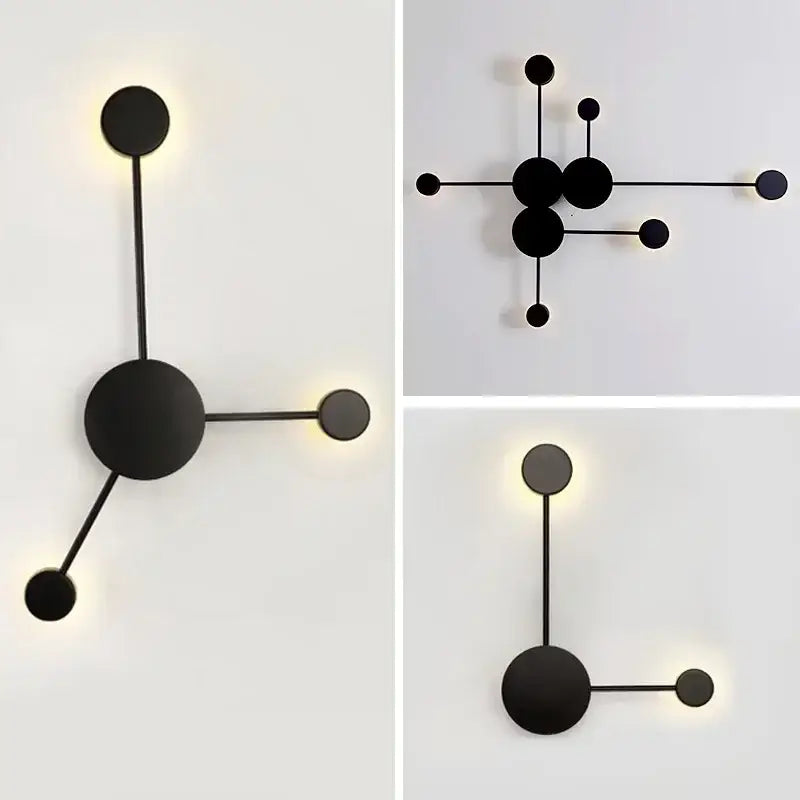 Modern black geometric led wall lamp bedroom minimalist sconce