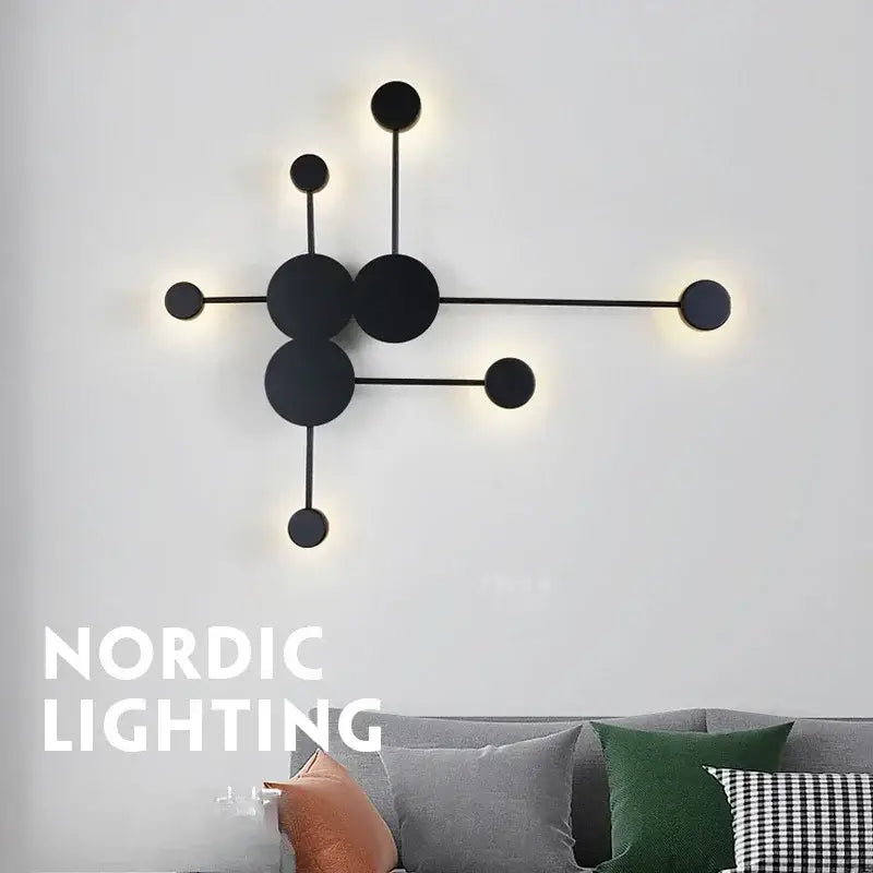 Modern black geometric led wall lamp bedroom minimalist sconce