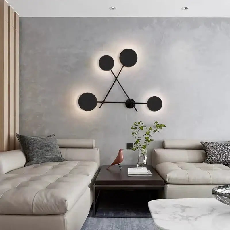 Modern black geometric led wall lamp living room sconce