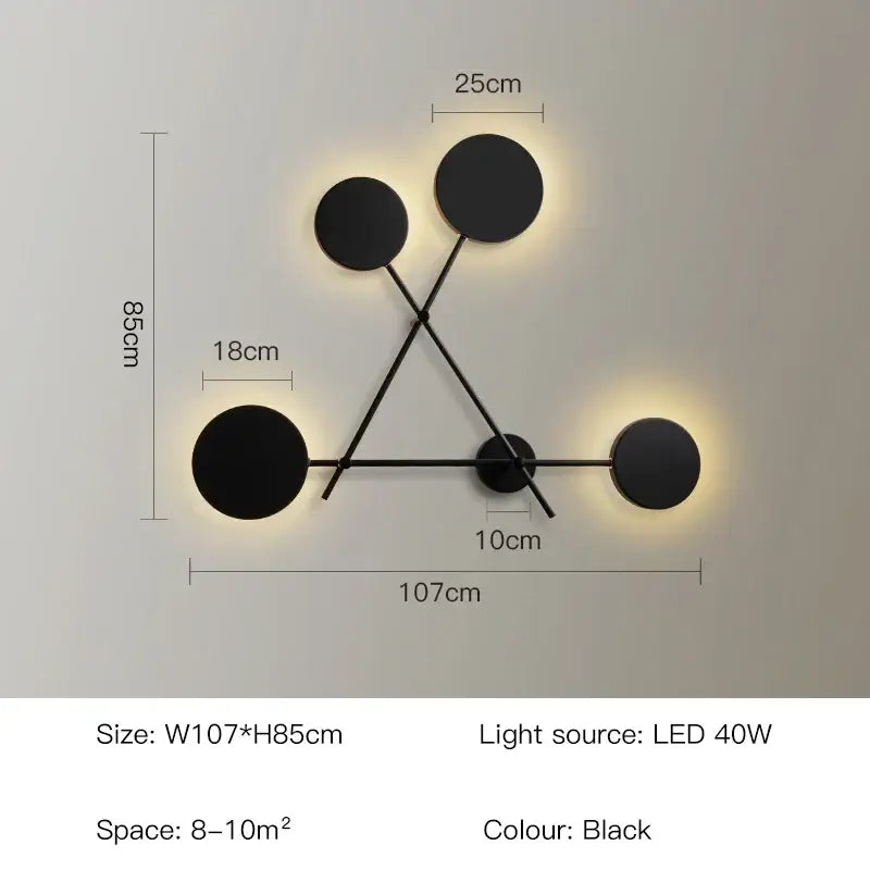 Modern black geometric led wall lamp living room sconce