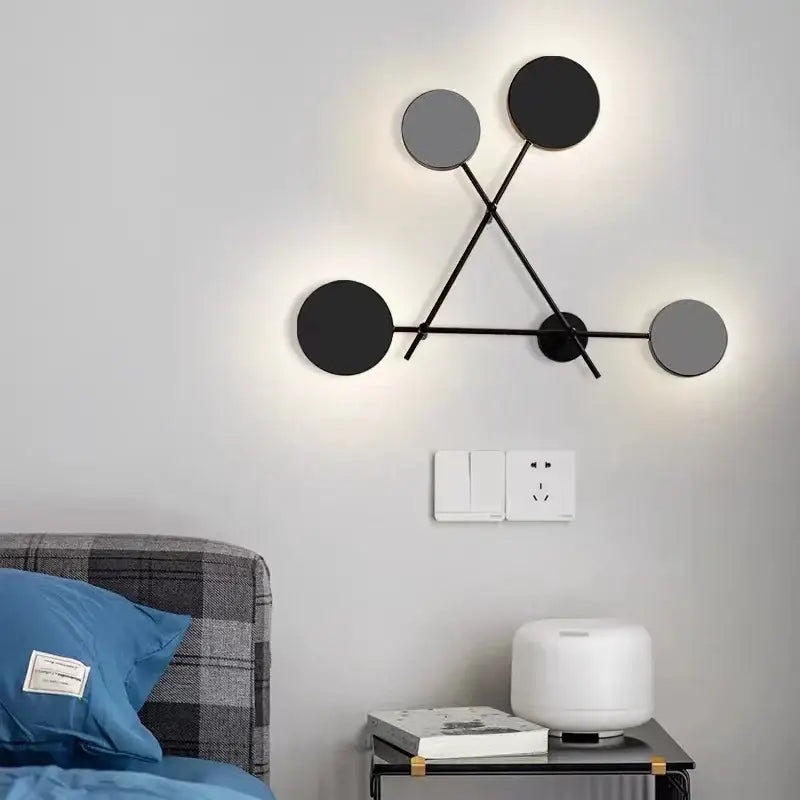 Modern black geometric led wall lamp living room sconce