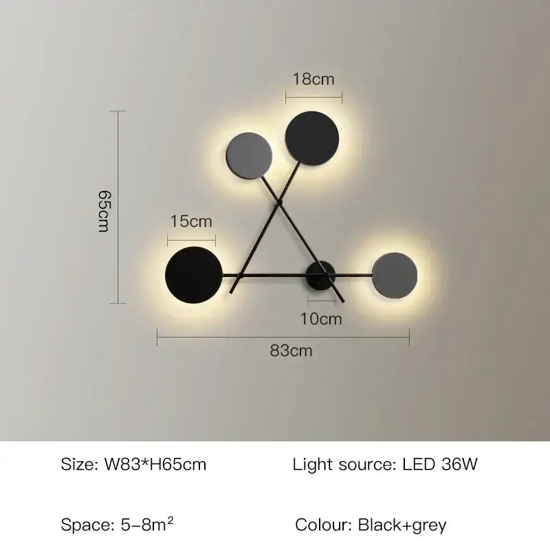 Modern black geometric led wall lamp living room sconce