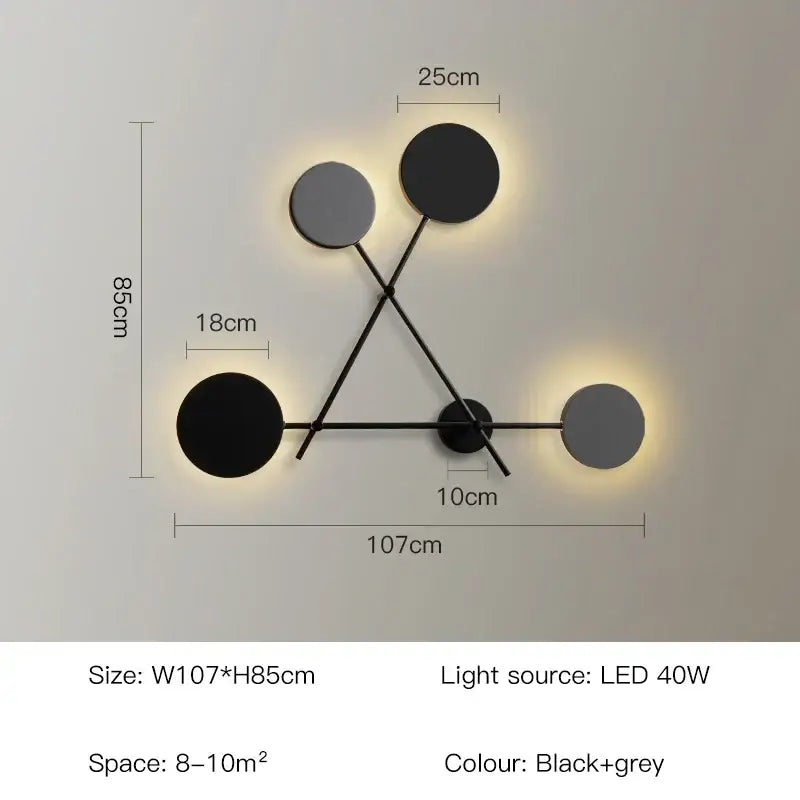 Modern black geometric led wall lamp living room sconce