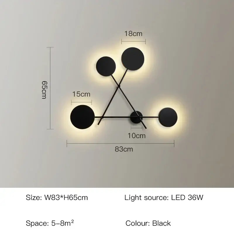 Modern black geometric led wall lamp living room sconce