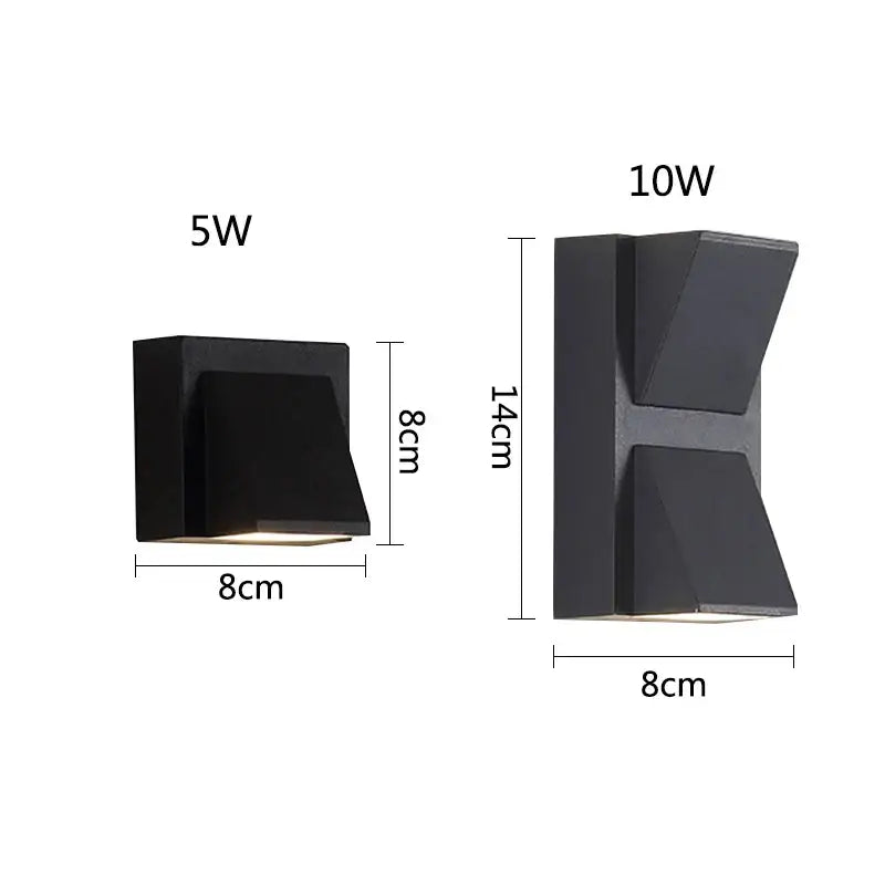 Modern black geometric led wall lamps garden outdoor sconce