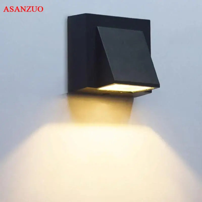 Modern black geometric led wall lamps garden outdoor sconce