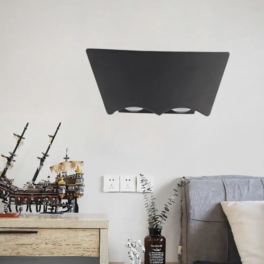 Modern black geometric wall sconce bedroom warm white light