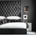 Modern black glass and metal semi oval wall light bedroom black finish