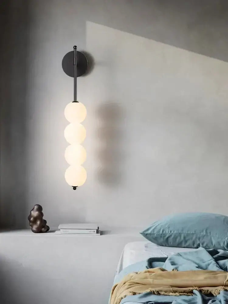 Modern black glass ball led wall sconce for living room decor