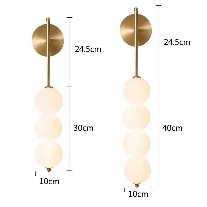 Modern black glass ball led wall sconce for living room decor