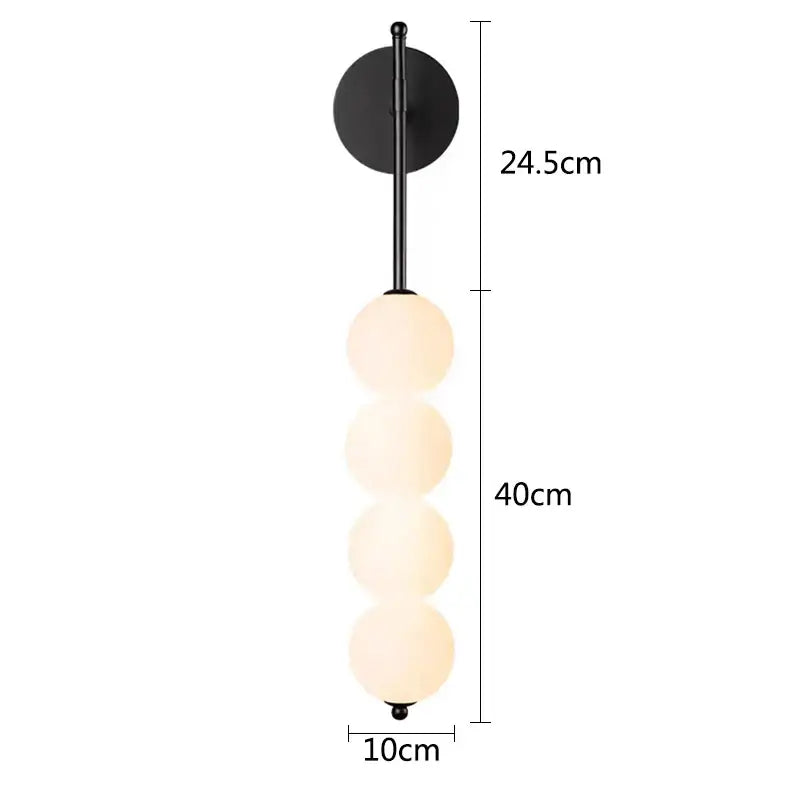 Modern black glass ball led wall sconce for living room decor