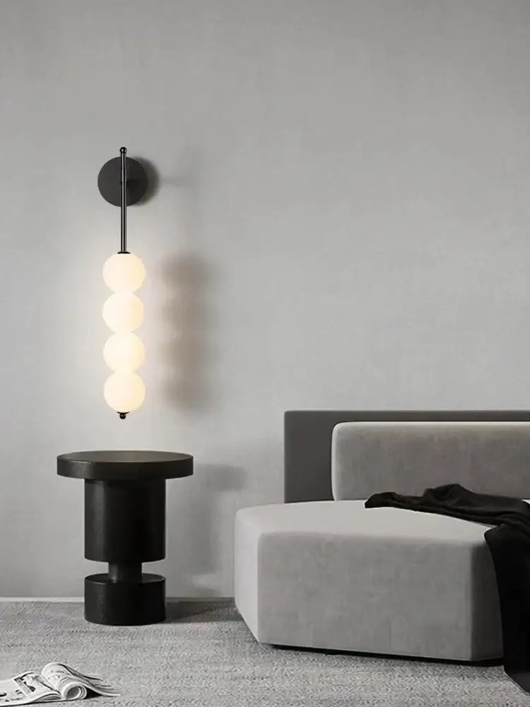 Modern black glass ball led wall sconce for living room decor