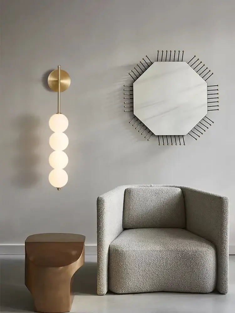 Modern black glass ball led wall sconce for living room decor