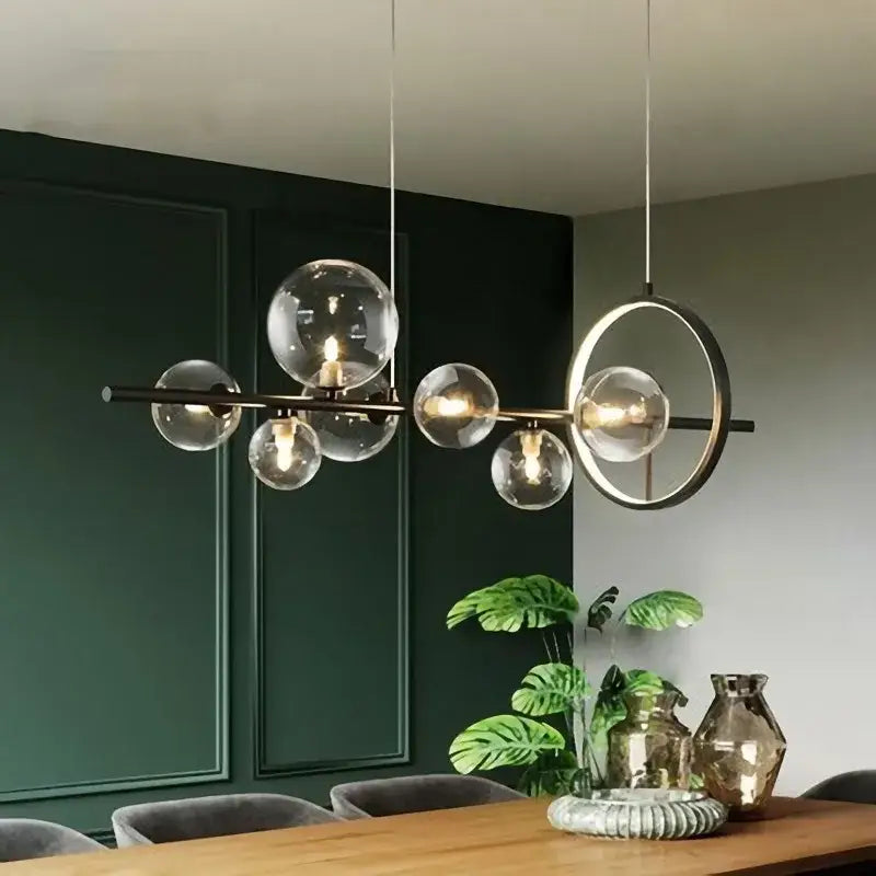Modern black glass ball pendant lamps dining room chandelier
