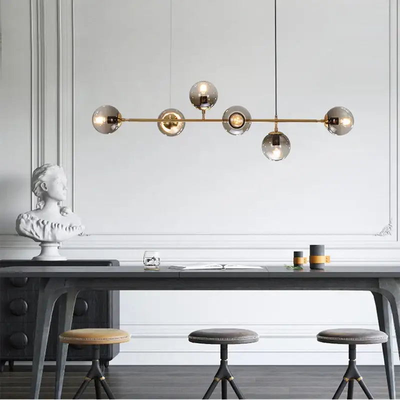 Modern black glass ball pendant lamps dining room chandelier