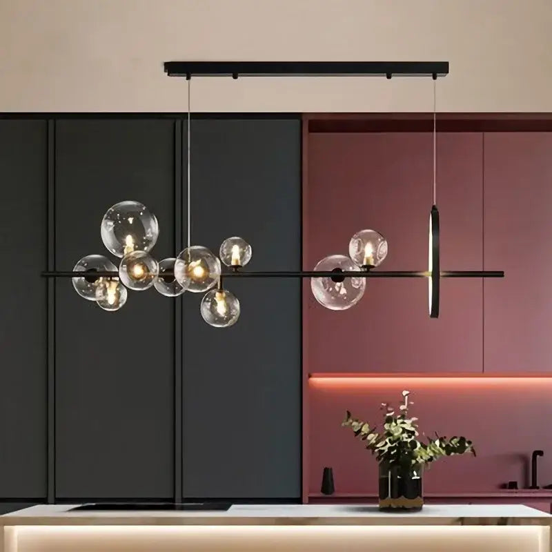 Modern black glass ball pendant lamps dining room chandelier