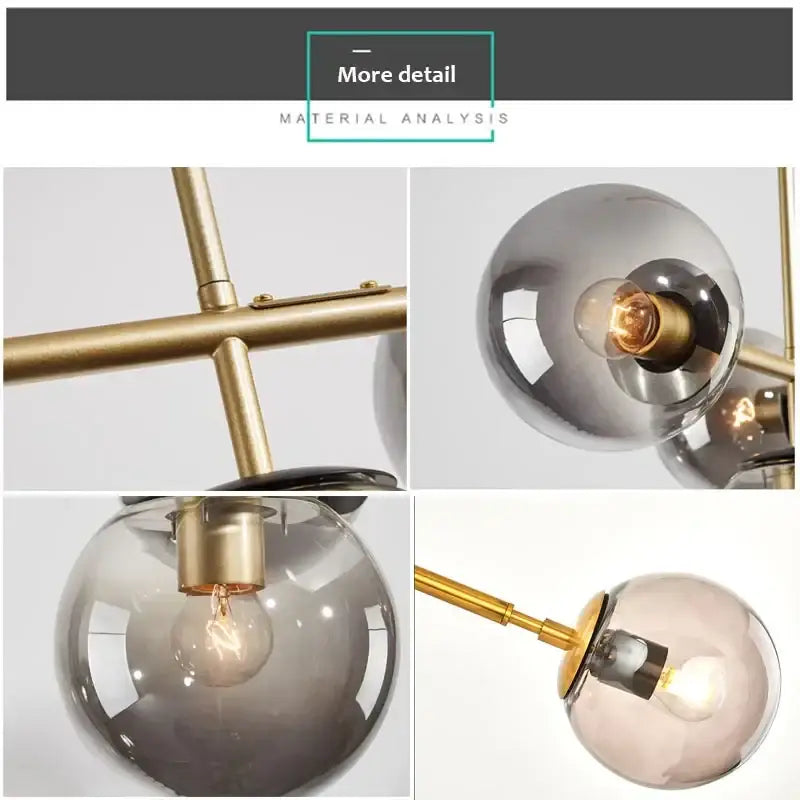 Modern black glass ball pendant light living room chandelier