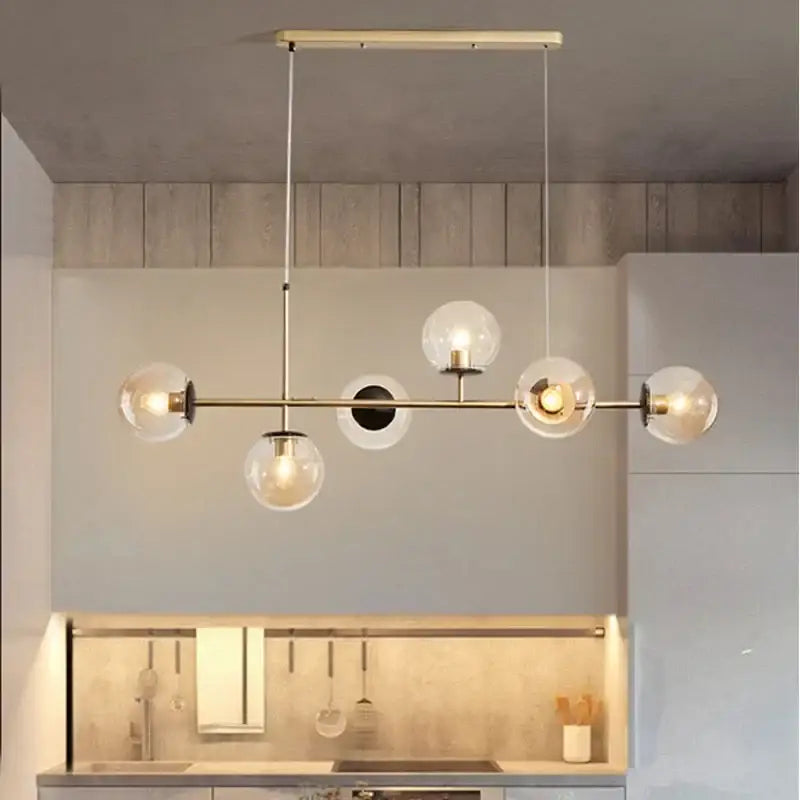 Modern black glass ball pendant light living room chandelier