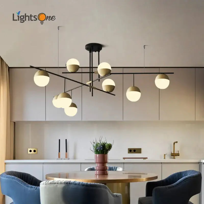 Modern black glass ball pendant lights for dining room