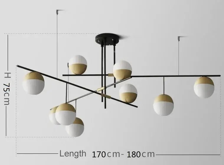 Modern black glass ball pendant lights for dining room