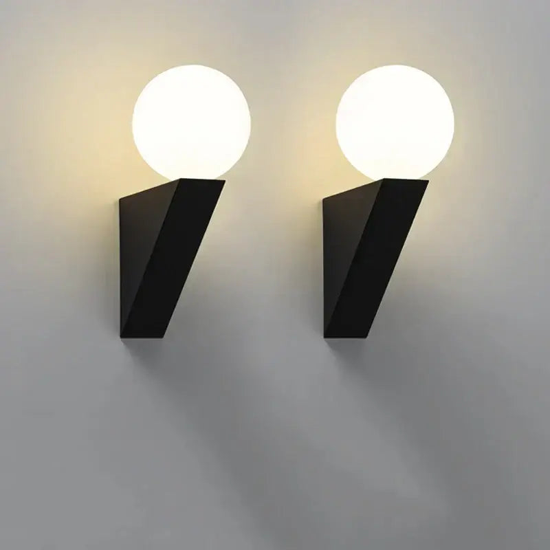 Modern black glass ball wall lamp bedroom sconce