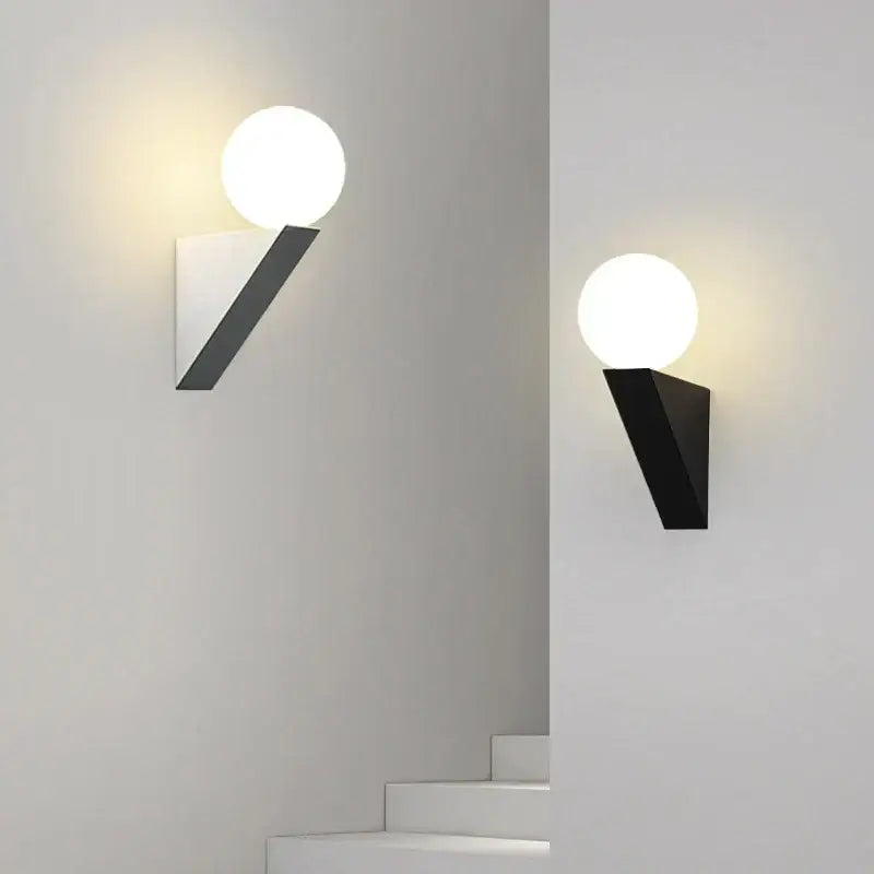Modern black glass ball wall lamp bedroom sconce