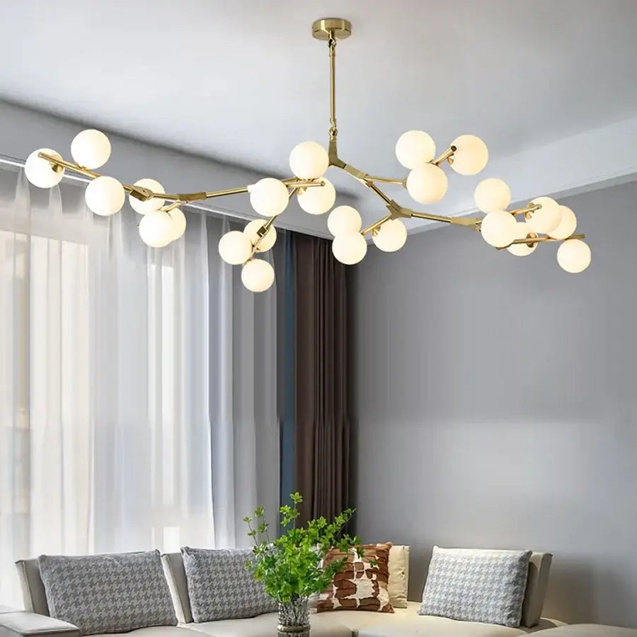 Modern black glass balls led chandelier living room pendant light