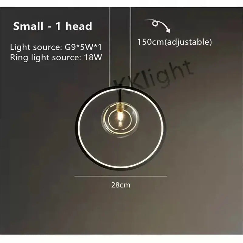 Modern black glass bubble chandelier dining room led pendant light