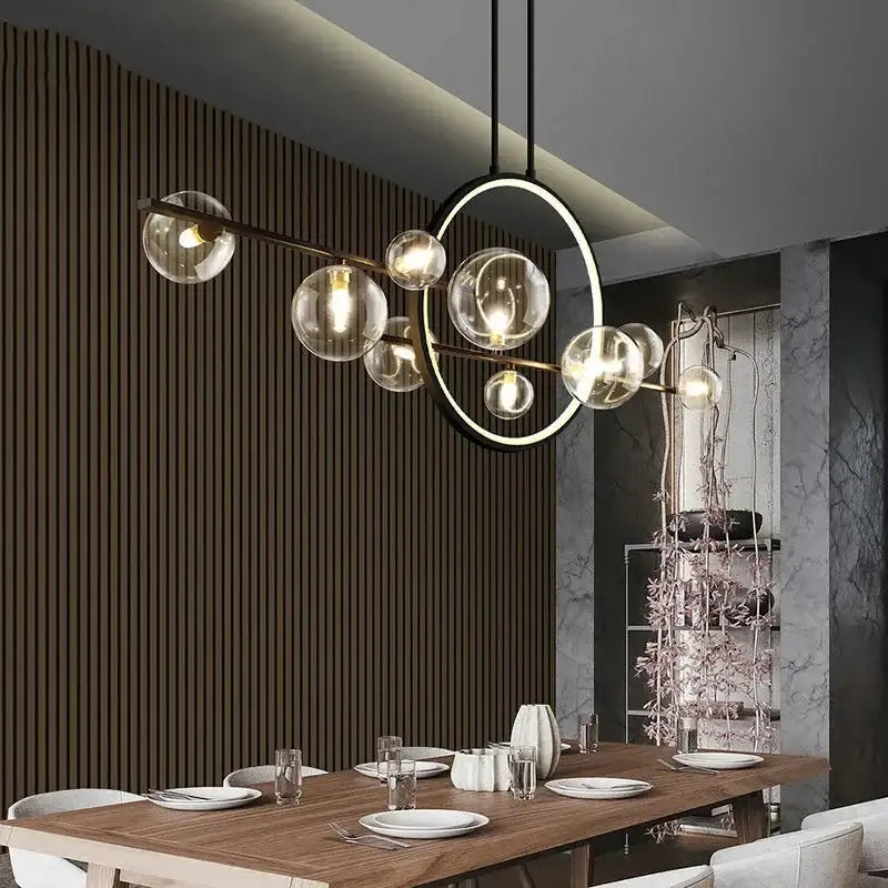 Modern black glass bubble chandelier dining room led pendant light