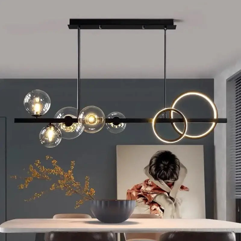 Modern black glass bubble chandelier dining room led pendant light