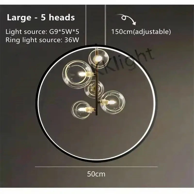 Modern black glass bubble chandelier dining room led pendant light