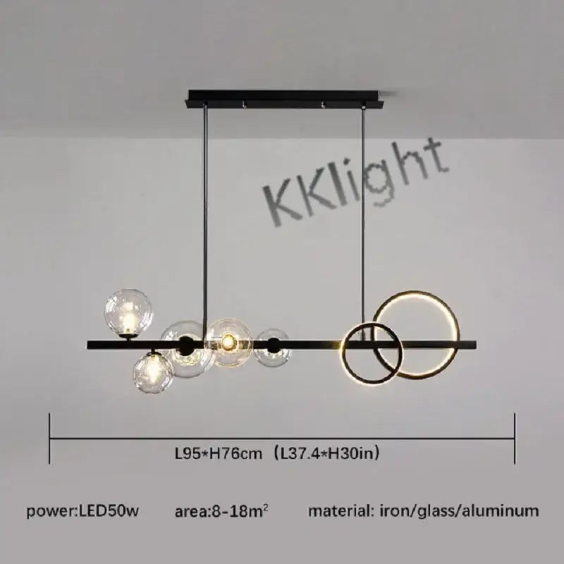 Modern black glass bubble chandelier dining room led pendant light