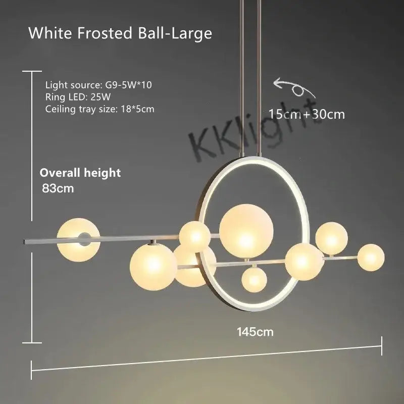 Modern black glass bubble chandelier dining room led pendant light