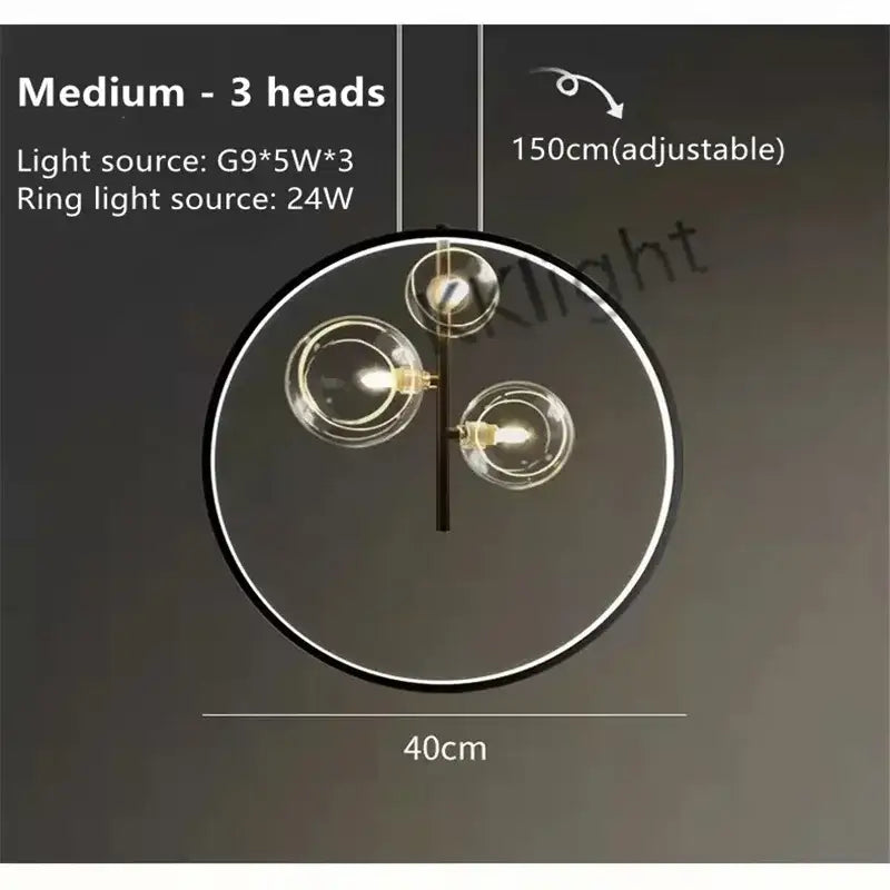 Modern black glass bubble chandelier dining room led pendant light