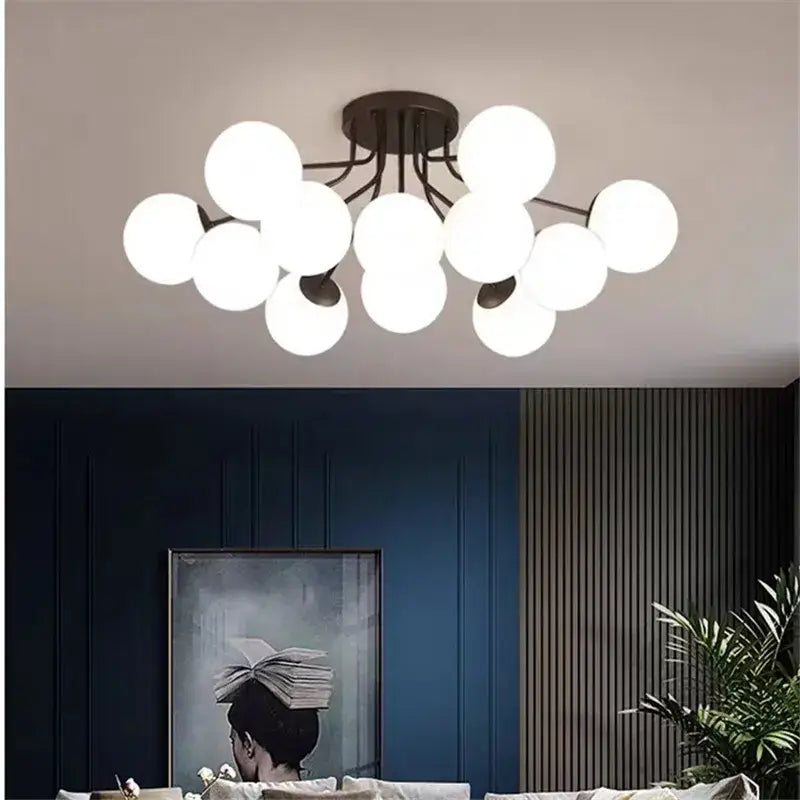 Modern black glass bubble led ceiling light living room