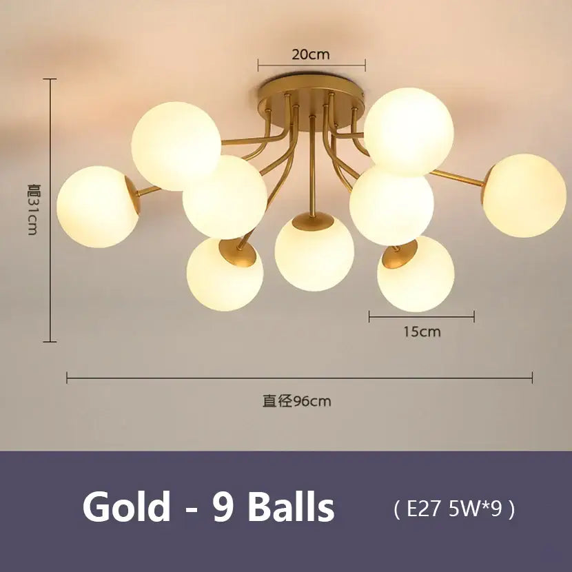 Modern black glass bubble led ceiling light living room