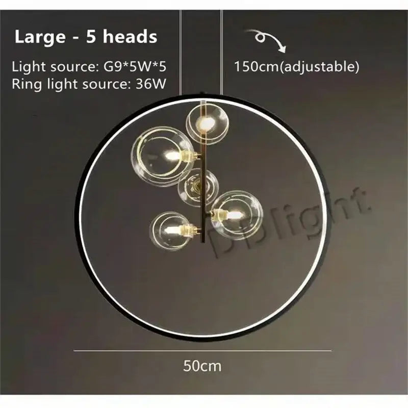 Modern black glass bubble led chandelier dining room pendant light