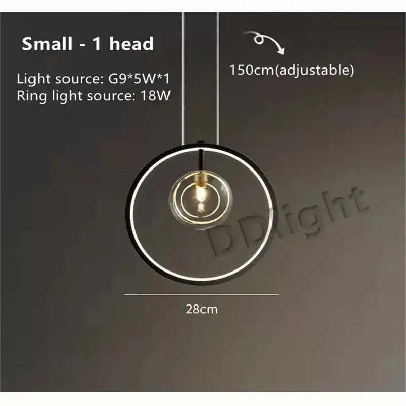 Modern black glass bubble led chandelier dining room pendant light