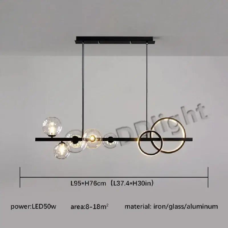 Modern black glass bubble led chandelier dining room pendant light