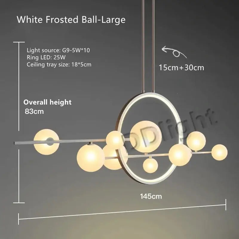 Modern black glass bubble led chandelier dining room pendant light