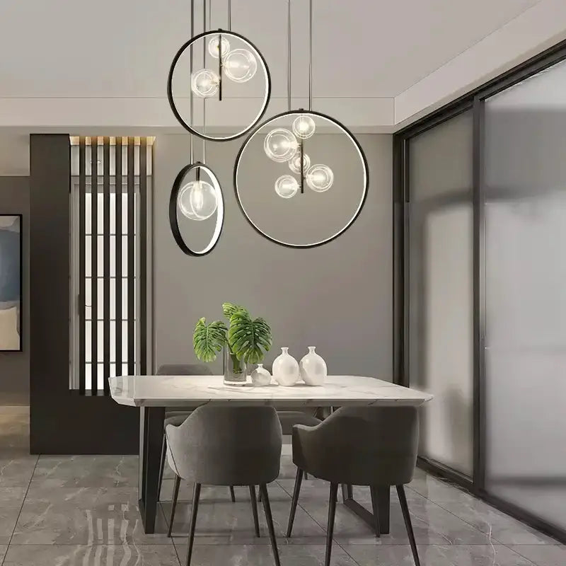 Modern black glass bubble led chandelier for dining room