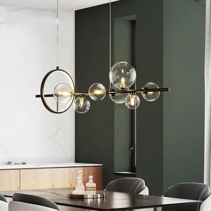 Modern black glass bubble led pendant chandelier for living room
